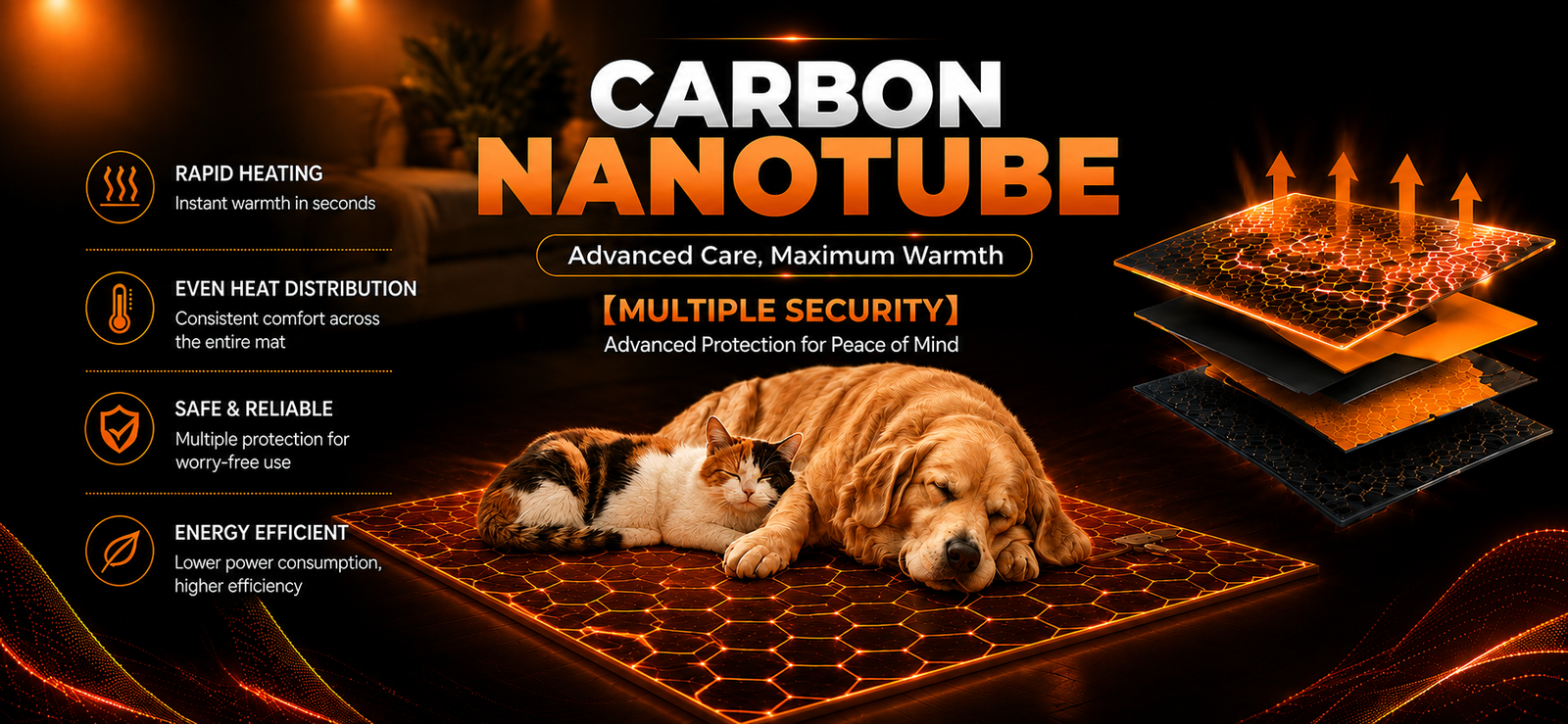 FlexTherm carbon nanotube heating mat for pets